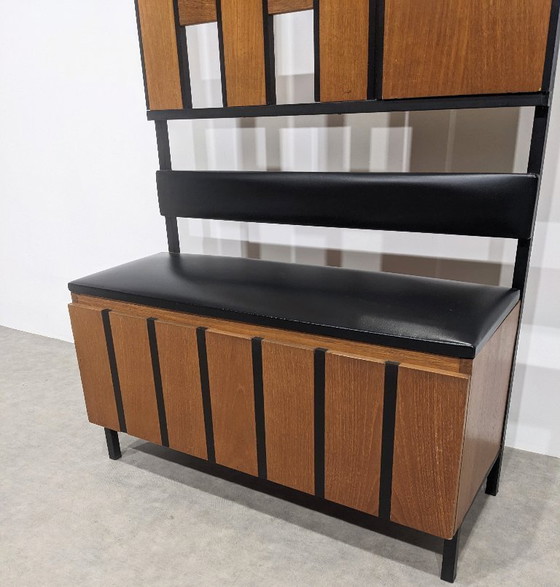 Image 1 of Porte-manteau vintage avec coffre et miroir