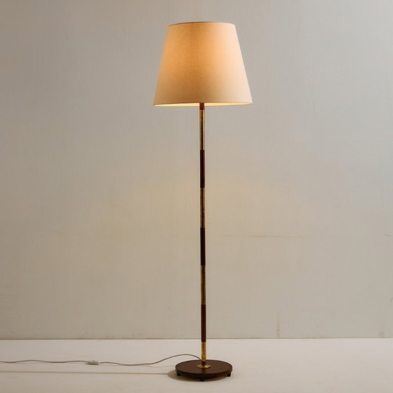 Image 1 of MK10240 Teak and brass floor lamp