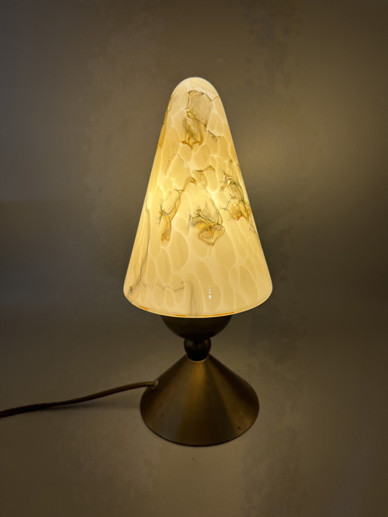 Image 1 of Vintage tafellamp met marmeren glazen kap – AGI Almelo (ca. 1970s)