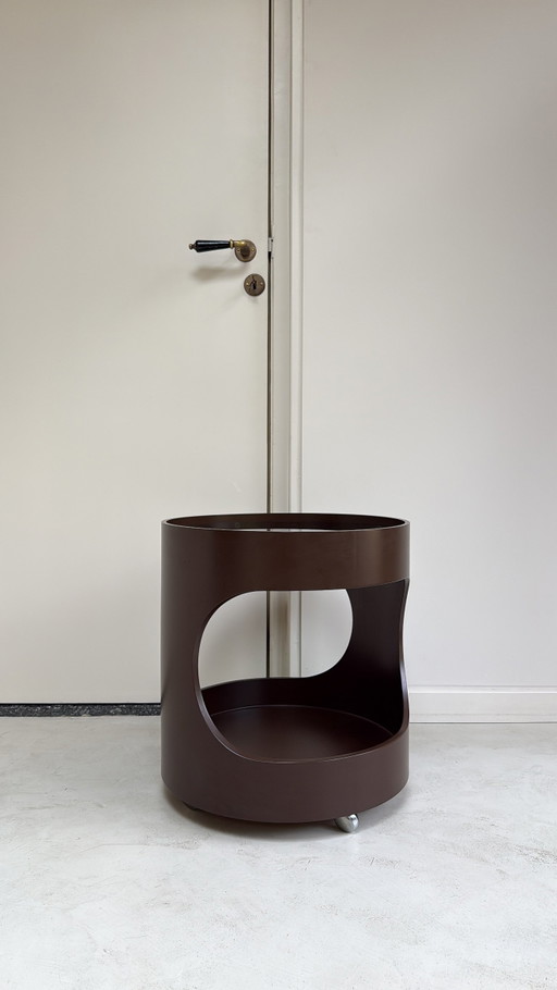 Mobilier vintage Space Age Luna Trolley marron foncé Opal – bijzettafels, Plastic, Glass (photo 2 of 7)