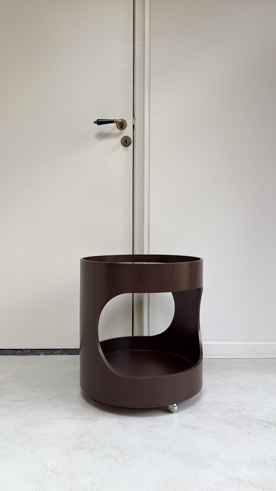 Vintage Space Age Dark Brown Luna Trolley Opal Furniture – Opal Möbel, Side tables, Plastic, Glass (photo 2 of 7)