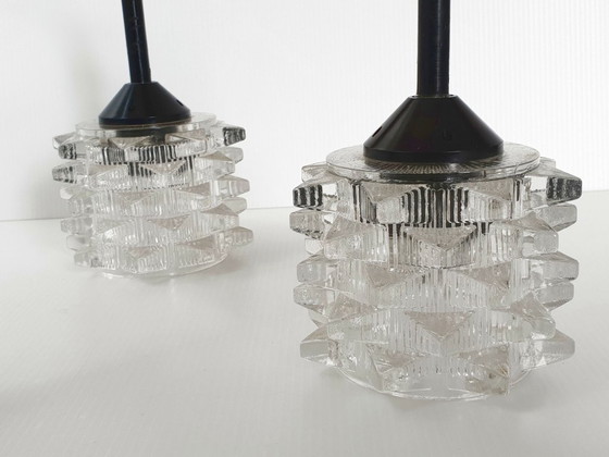 Image 1 of Lampada a sospensione vintage scandinava degli anni '60 in teak e vetro.