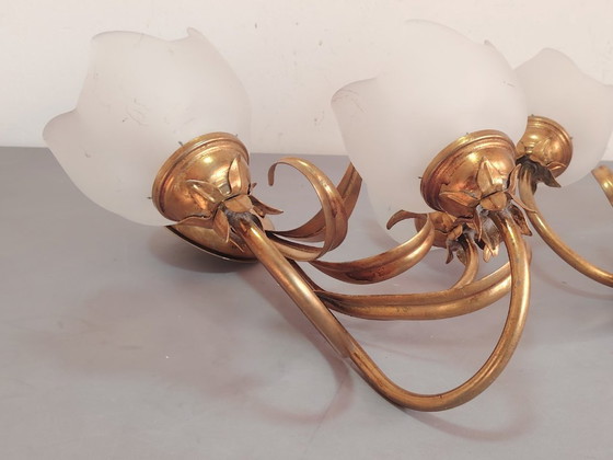 Image 1 of Vintage wandlamp (met wandarm) in Italiaanse Florentijnse stijl, gemaakt van smeedijzer.