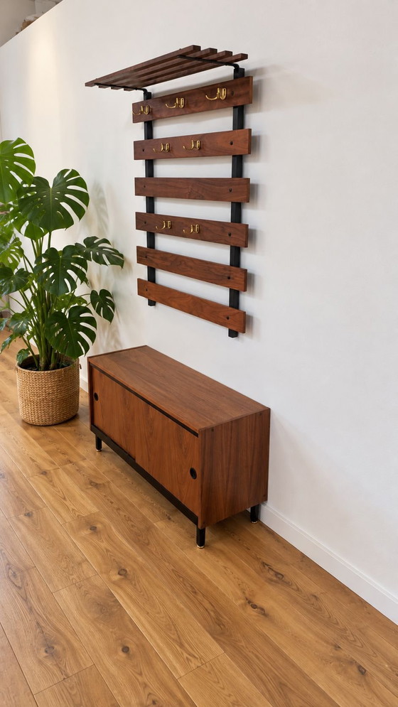 Vintage Scandinavian design coat rack – Metal, Wood (photo 2 of 6)