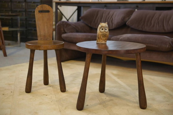 Set of 2 chairs and a brutalist table for children from the 1960s., Dining tables, Wood (photo 4 of 11)