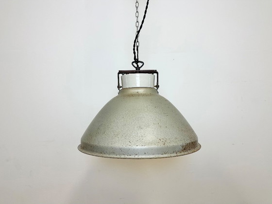 Image 1 of Grey Metal Industrial Factory Hanging Lamp, 1960s