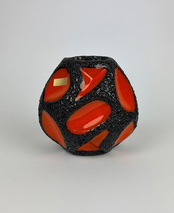 Image 1 of West Germany Roth 308 vase orange fatlava 