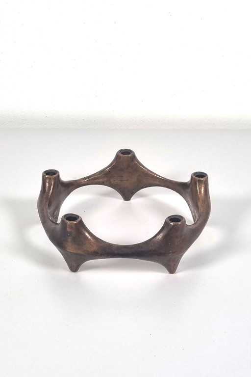 Brutalist candlestick bronze