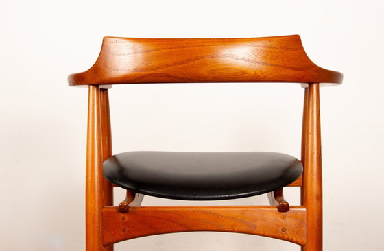 Image 1 of Sedia da ufficio in olmo massiccio e skai, prima edizione, modello ST 750 Arne Wahl Iversen per Niels Eilersen 1959.