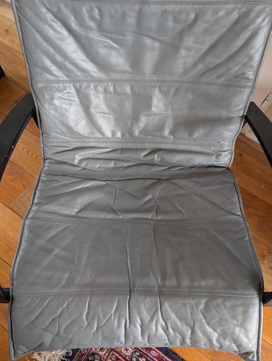 Image 1 of Vintage 1980 Tord Bjorklund Polhem IKEA fauteuil stoel grijs leder