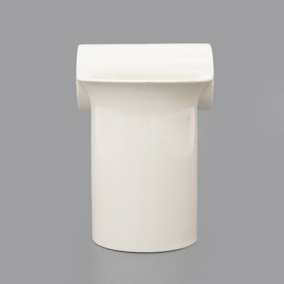 Image 1 of White ceramic vase by Enzo Bioli for Il Picchio, 1970s