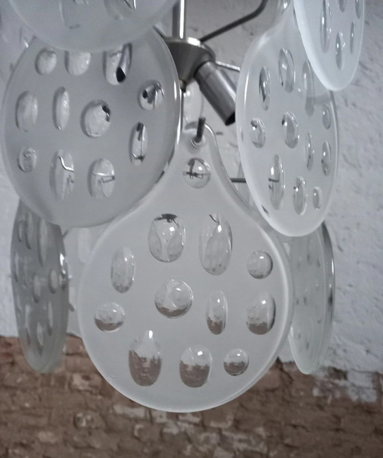 Image 1 of Three-Light Chandelier with Vistosi Glass Discs