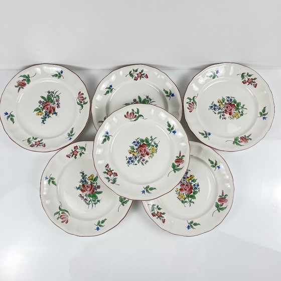 Image 1 of Set van 6 KG Luneville dessertborden – Straatlantaarnpatroon