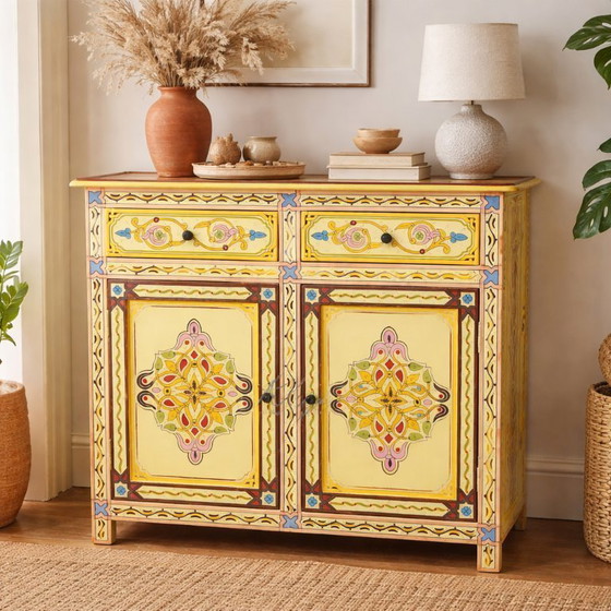 Image 1 of Credenza marocchina dipinta a mano | Credenza berbera bohémien marocchina