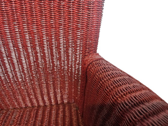 Wicker Sessel, rotbraun, Vincent Sheppard Lloyd Loom Furniture, Korbgeflecht, Metall, Vintage (Foto 5 von 8)