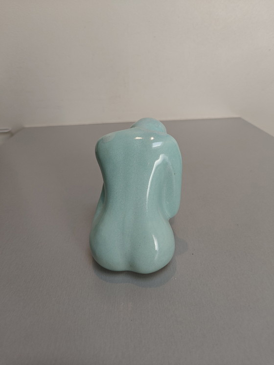 Image 1 of Statuetta Art Déco donna inginocchiata turchese