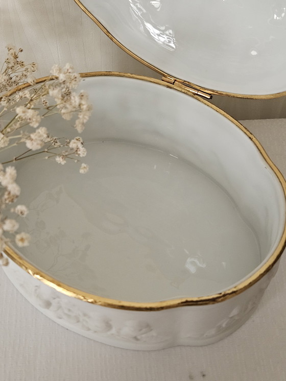 Image 1 of 20th century Limoges porcelain bisque jewelry box