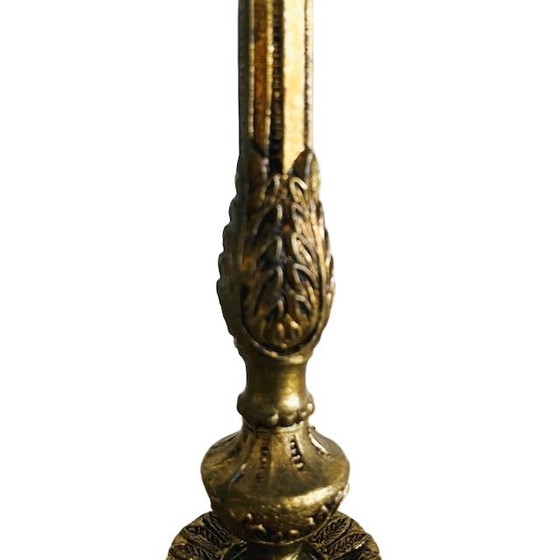 Image 1 of Vintage Portuguese baroque brass lamp base acanthus 1940s