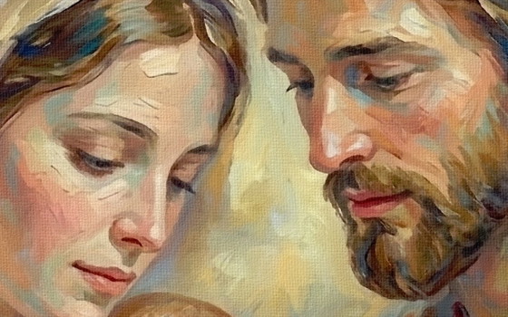 Image 1 of Jezus, Maria en Jozef "Het Jezusgebed" (120x60 cm)