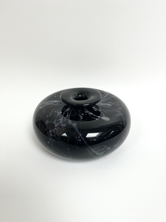 Image 1 of Flat Blown-Glass Soliflore – Silver Foil Inclusions – France, 1960s–70s