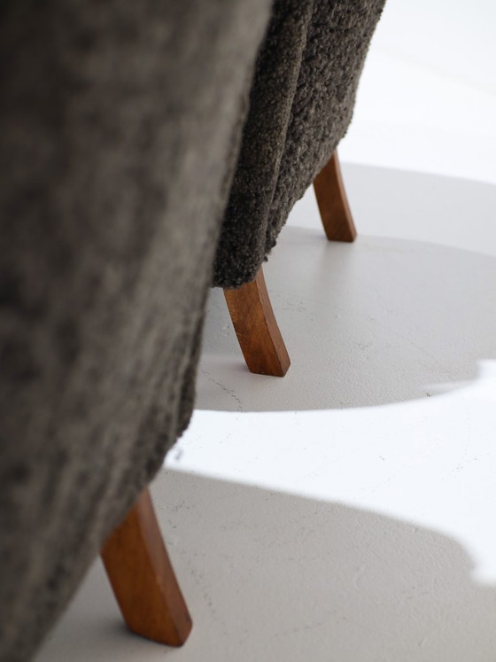 2 Danish 1940s Vintage Art Deco Armchairs, Sheep Wool (photo 8 of 13)