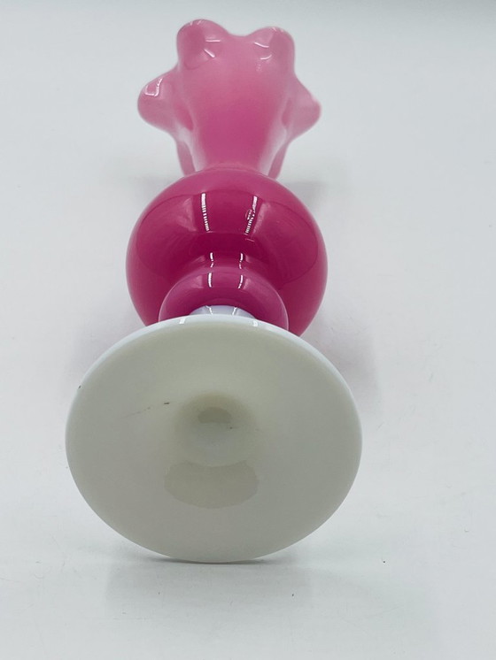 Image 1 of Pink and white opaline vase, 31 cm