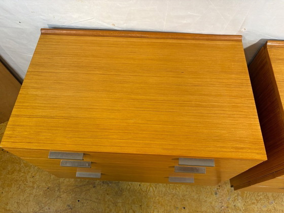 Image 1 of Mid Century Retro Teak Pair of Chest of Drawers by Stag (Circa 1970)  A fantastic pair of mid century modern teak chests of draw