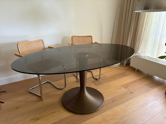 Image 1 of AM.PM Seona Smoked Glass Oval Dining Table