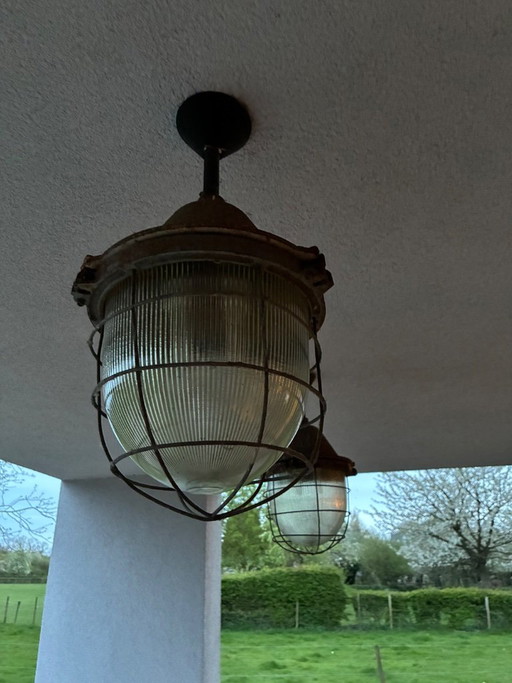 lampade industriali – plafondlampen, Glass, Metal