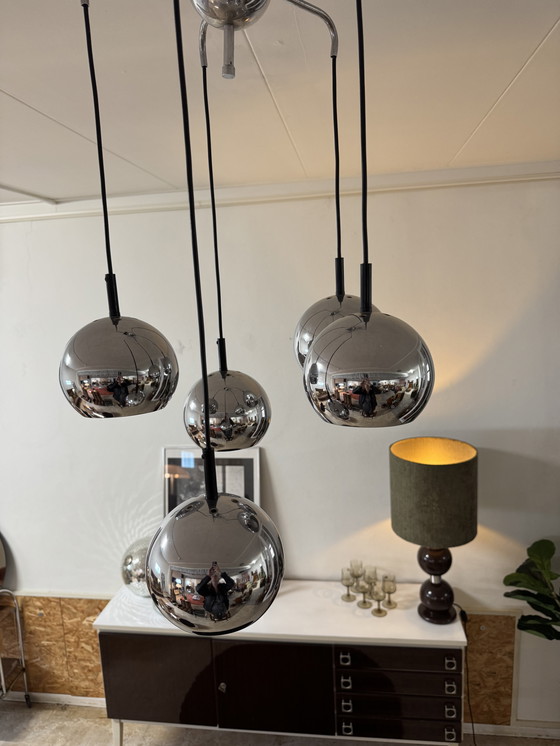 Image 1 of Vintage Pendant Lamp 1970s Chrome