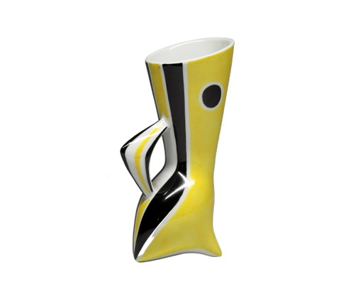 Vintage Vase - "Wasp" B&W Series - János Török - Zsolnay - 1950