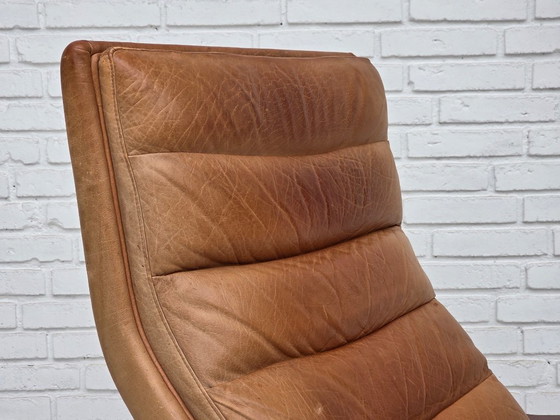 Jaren 70, Scandinavische Hoge Rug Fauteuil, Meubelleer, Gebogen Hout – Canvas (photo 16 of 20)