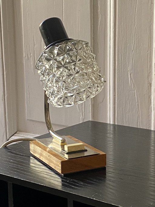 Richard Essig Vintage Desk Lamp With Glass Relief Shade