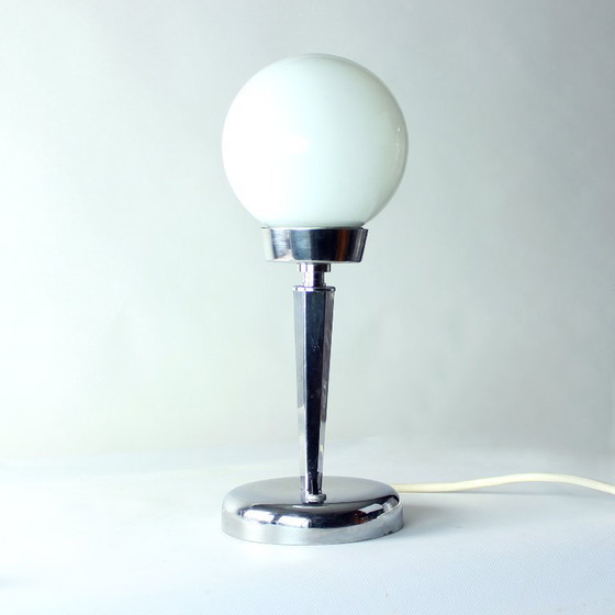 Image 1 of Art Deco Table Lamp In Chrome And Glass, Czechoslovakia 1940s