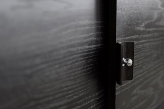 Image 1 of Vintage Mid-Century Scandinavian Modern Dark Oak Sideboard with Wooden & Metal Handles, 1960s