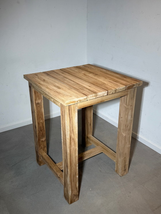 Mesa de bar exterior de teca maciza – 105 cm – Nueva – 80 x 80 cm – Alta calidad – Mesas de jardín (photo 4 of 6)