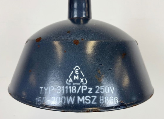 Image 1 of Lampada a sospensione industriale in smalto blu scuro di EMAX, anni '60