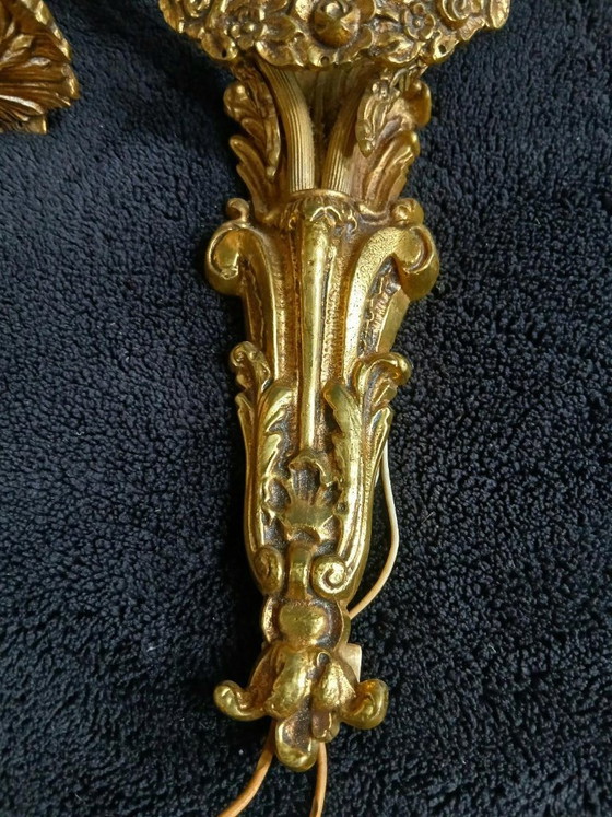 Image 1 of Apliques de pared de bronce dorado estilo Art Nouveau