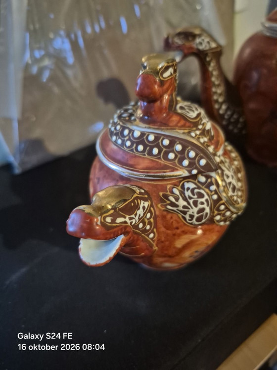 Japanische Satsuma Dragonware Teekannen – Tafelgeschirr, Keramik, Gold (photo 3 of 7)