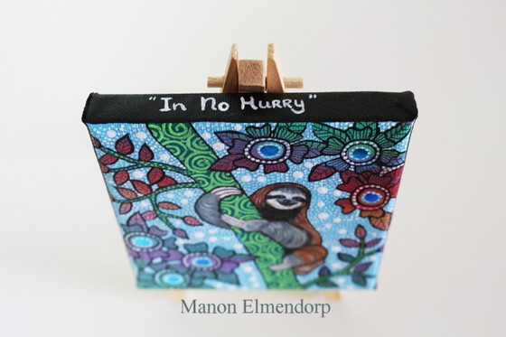 Image 1 of Unique Hand-Painted Small Painting with Sloth Donkey