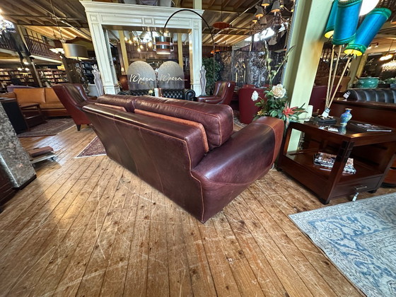 Image 1 of Art-Deco-Sofa mit Nackenstütze von Mol & Geurts aus Leder