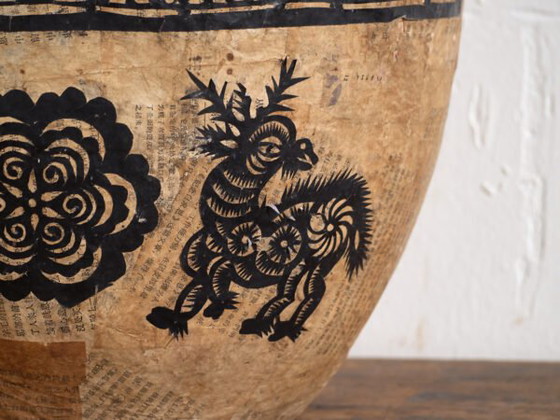 Cesto antico cinese in cartapesta con ritagli di carta neri – Cina, circa 1930 – Oggetti decorativi (photo 24 of 40)