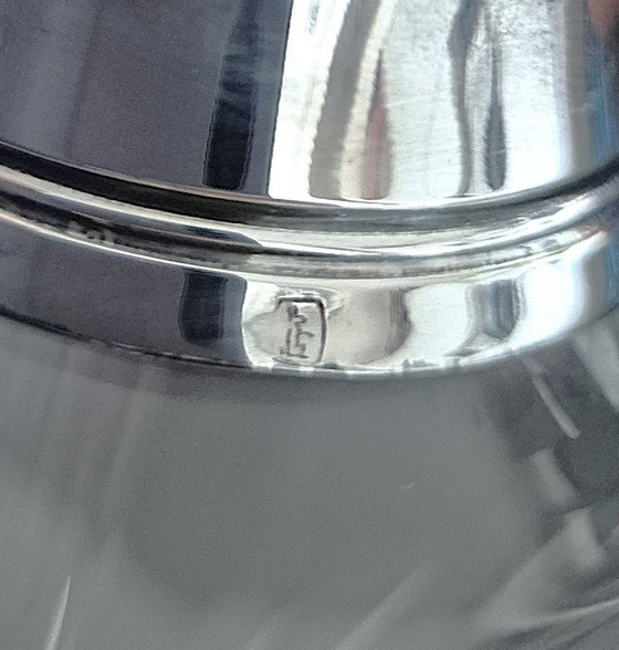 Image 1 of Decanter per whisky originale Masini Carlo Florence Crystal con tappo in argento - firmato.