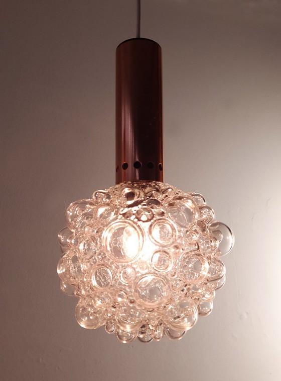 Image 1 of 1 of 3 Helena Tynell vintage bubble glass pendant lamps, timeless mcm glass pendant lamp