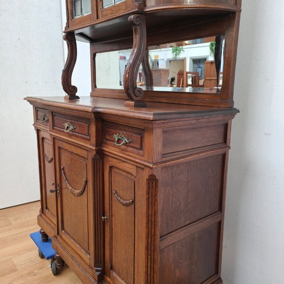 Image 1 of Antique Vintage country sideboard wall cabinet mirror cabinet