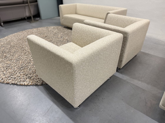 Image 1 of Gelderland Bank 2,5-Sitzer & 2 Sessel, moosfarbener Sahco-Stoff