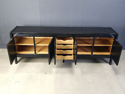 Ebonized wooden brutalist credenza, 1970s 
