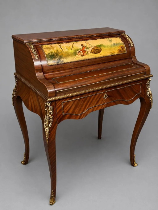 Louis XV style cylinder desk with gilded bronze mounts. – bureau, Wood (photo 2 of 6)