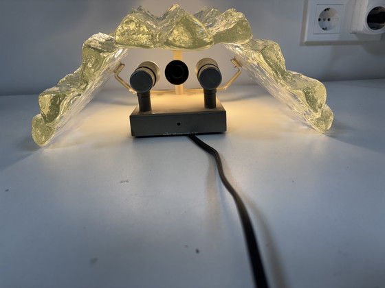 Image 1 of Lampe à baguette ijsglas, sur porte double J.T. Kalmar à Oostenrijk, jaren 60 sur 70.