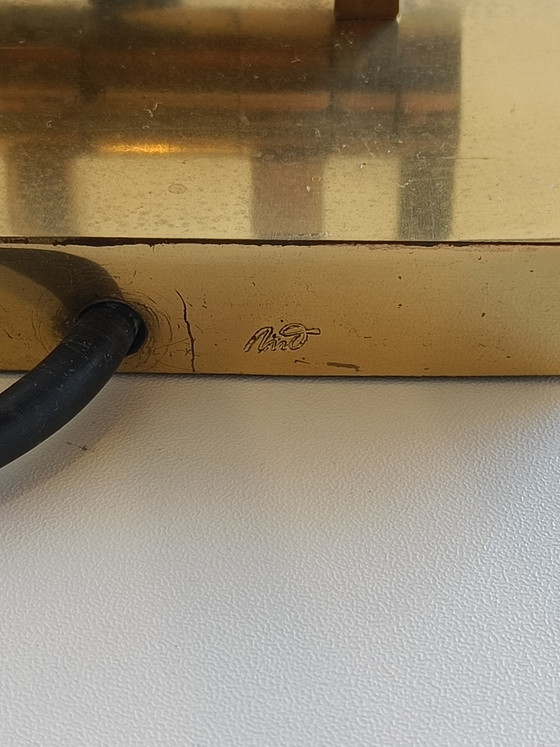 Image 1 of Large adjustable solid brass table lamp, Italy 1970s/80s, MD signed